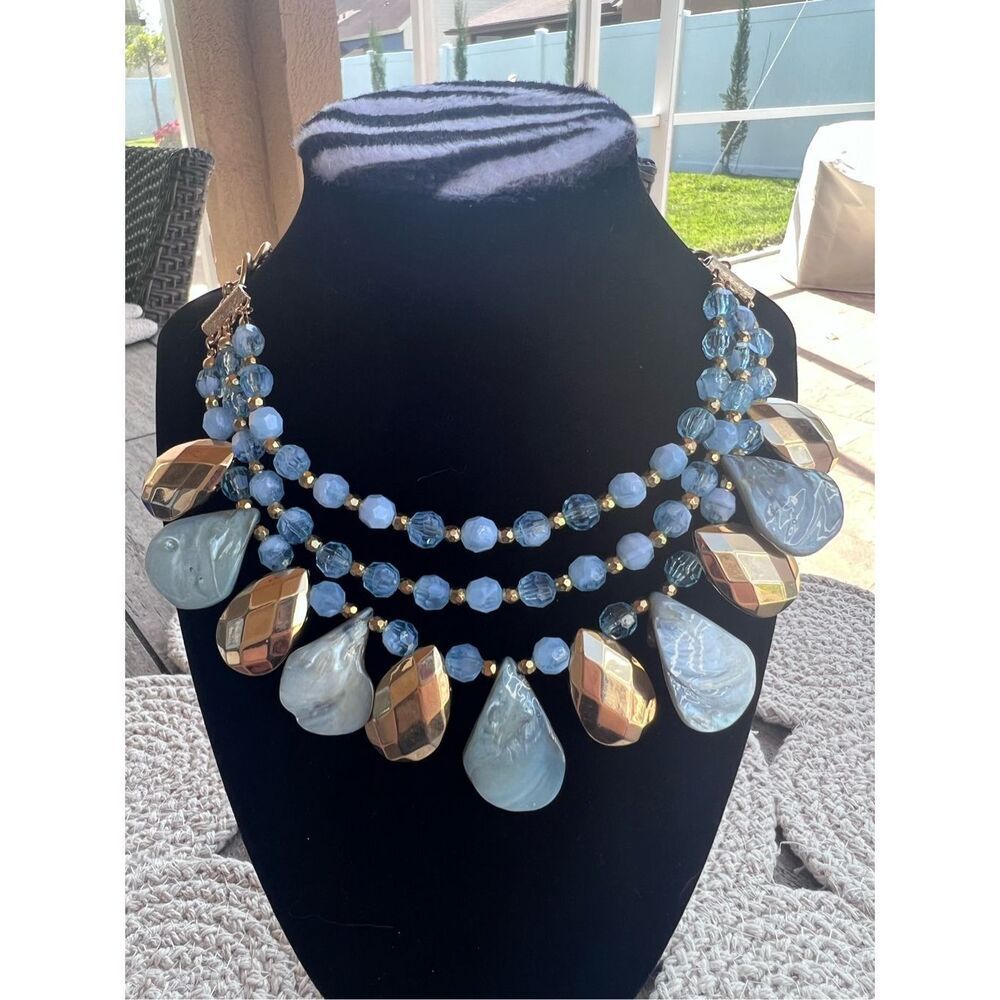 Blue and Gold adjustable statement necklace